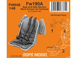 Special Hobby 3D Print P48046 Protection section dorsale et latérale pour siège Fw190A avec harnais kit Eduard 1/48