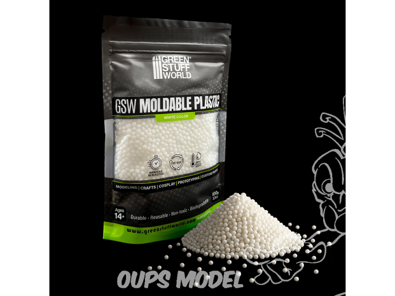 Green Stuff 6330 Plastique Thermoformable en granulés Blanc 100 g