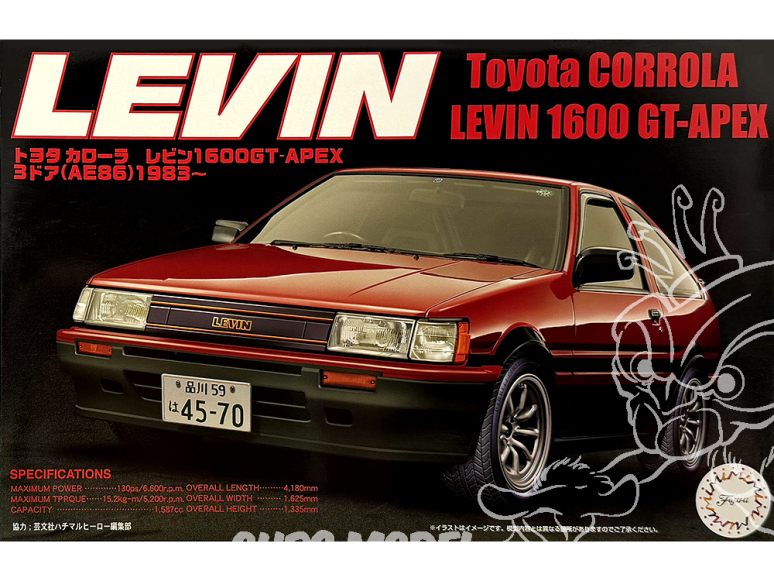 Fujimi maquette voiture 47232 Toyota Corrola Levin 1600 GT-Apex AE86 1983 1/24