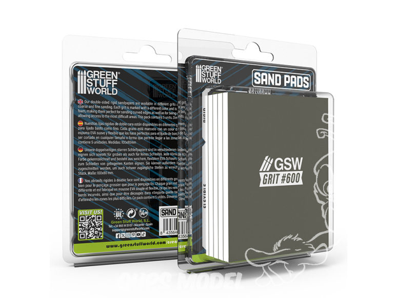 Green Stuff 13742 Tampons de ponçage rigides Grain 600