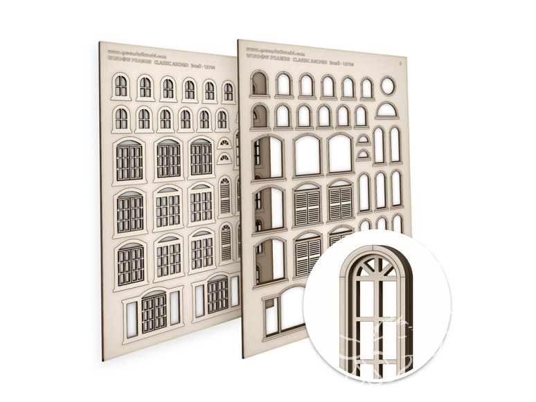 Green Stuff 13704 Fenêtres classiques arquées Petites 1/35 1/48
