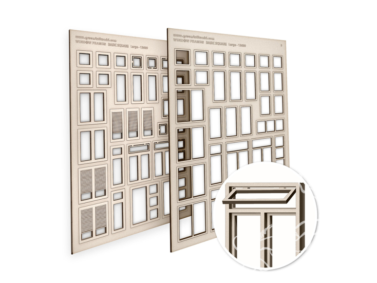 Green Stuff 13699 Fenêtres maquette carrées de base Grandes 1/35 1/48