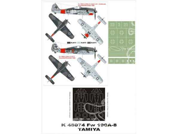 Montex Super Mask K48074 Focke Wulf Fw 190A-8 Tamiya 1/48