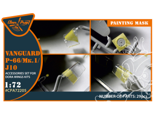 Clear Prop CPA72205 Masque de peinture Vanguard P-66/Mk.1/J10sur papier kabuki jaune pour kits DW 1/72