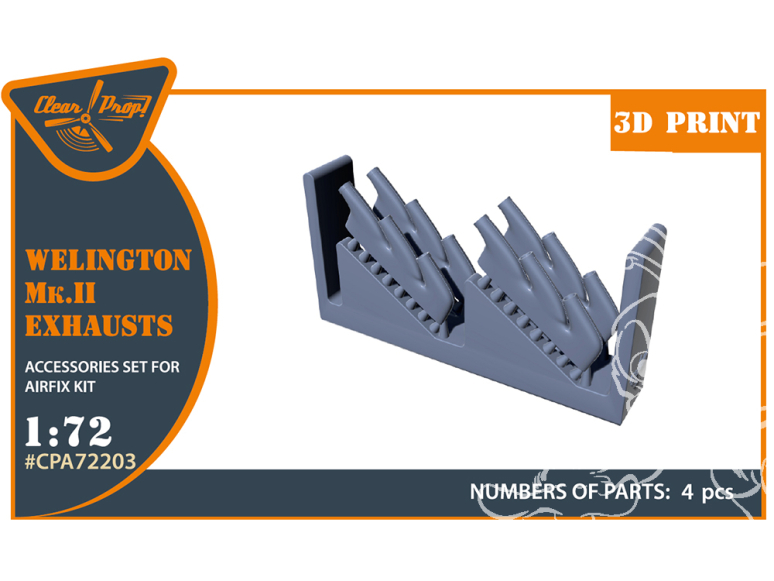 Clear Prop kit d'amelioration avion CPA72203 Echappements de Welington Mk.II pour kits Airfix 1/72