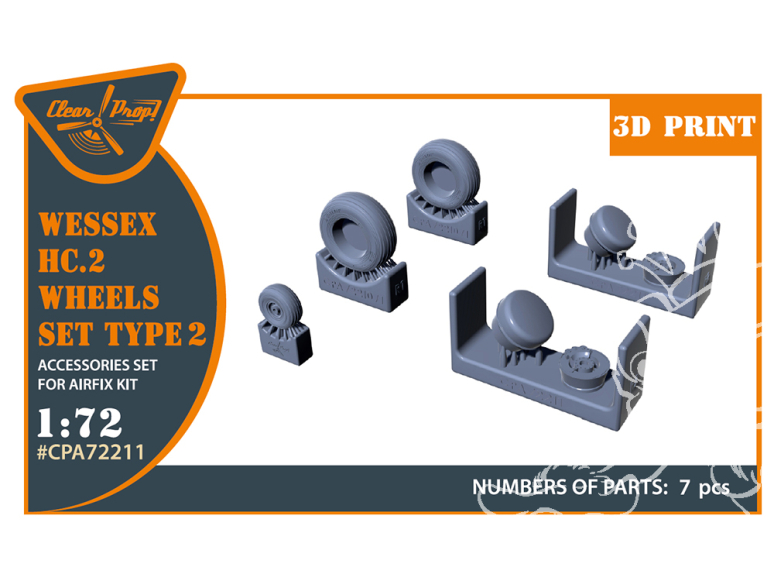 Clear Prop kit d'amelioration Hélico CPA72211 Set de Roues type 2 du Wessex HC.2 pour kits Airfix 1/72