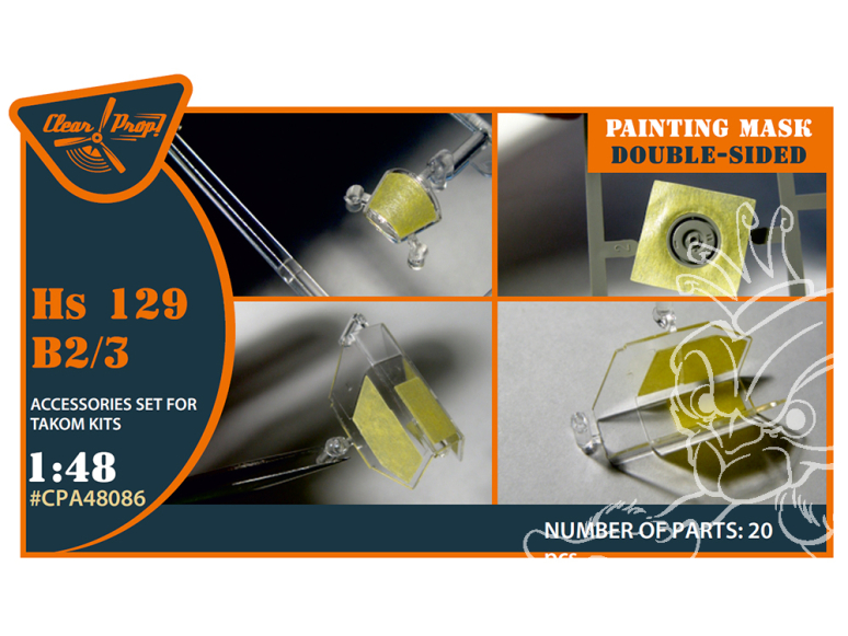 Clear Prop CPA48086 Caches peinture double face Hs 129B-2/3 Kit Takom 1/48