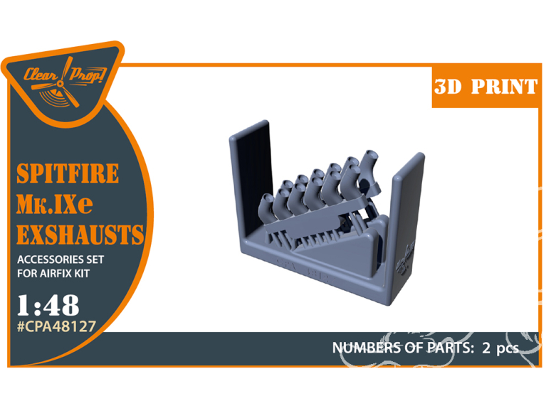 Clear Prop kit d'amélioration CPA48127 Echappement d'un Spitfire Mk.IXe Kit Airfix 1/48