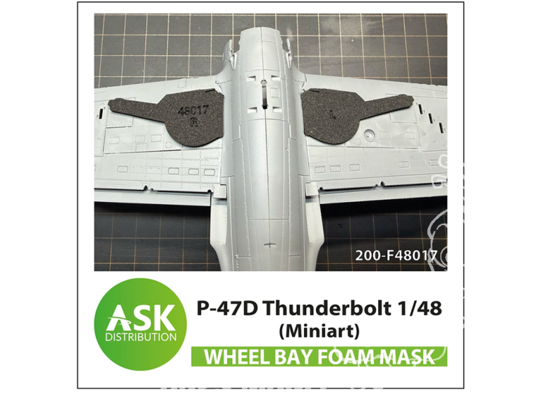 ASK Art Scale Kit accessoire F48017 P-47D Thunderbolt Masque en mousse Mini Art 1/48