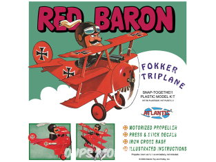 Atlantis maquette M5903 Caricature miniature Fokker Triplane du Baron Rouge, 19 cm de haut. Piles requises non incluses