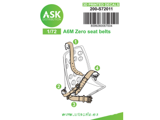 ASK Art Scale Kit Décalcomanies 3D S72011 Harnais 3D A6M Zero 1/72