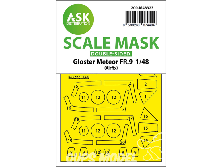 ASK Art Scale Kit Mask M48323 Gloster Meteor FR.9 Airfix Recto Verso 1/48