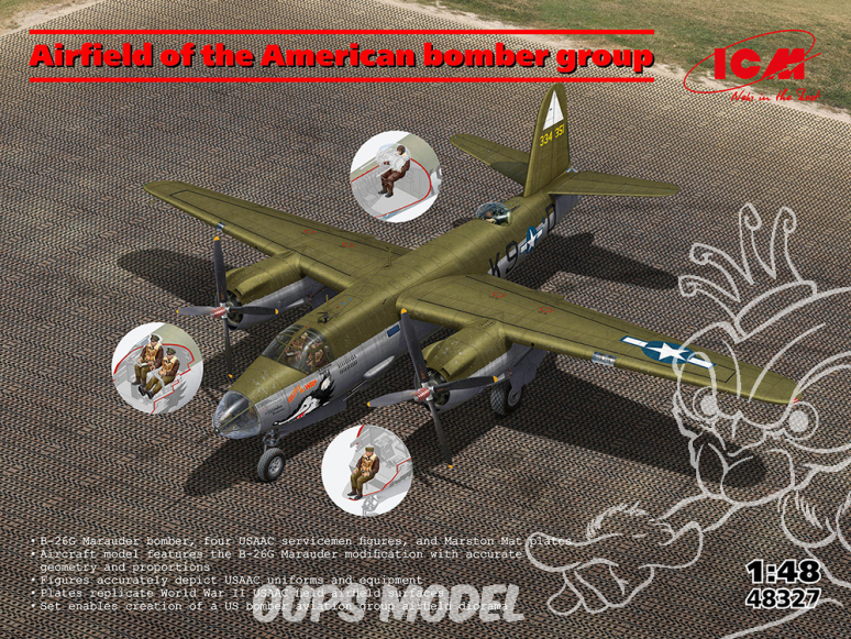 Icm maquette avion 48327 Aérodrome du groupe de bombardiers américains 1/48