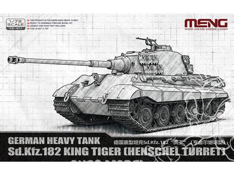Meng maquette militaire 72-011 Sd.Kfz.182 King Tiger Tourelle Henschel 1/72