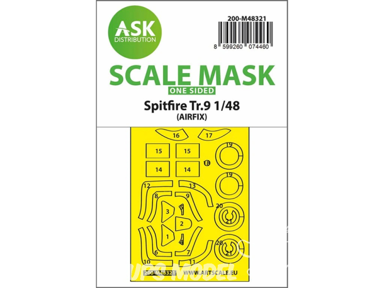 ASK Art Scale Kit Mask M48321 Spitfire Tr.9 Airfix Recto 1/48