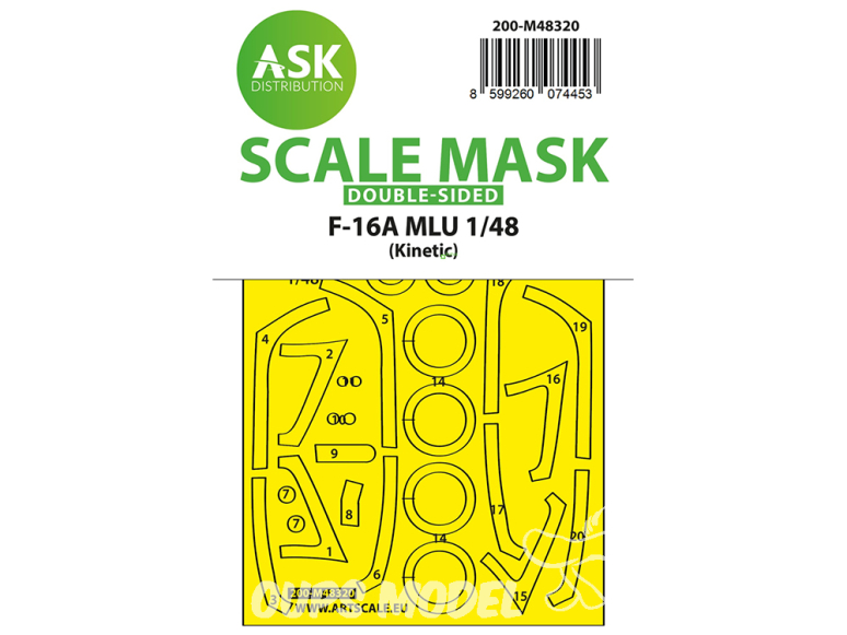 ASK Art Scale Kit Mask M48320 F-16A MLU Kinetic Recto Verso 1/48