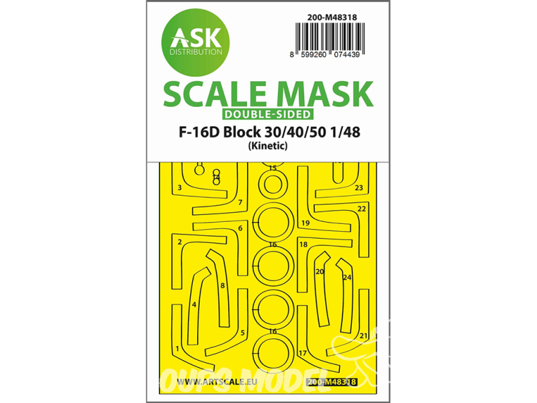 ASK Art Scale Kit Mask M48318 F-16D Block 30/40/50 Kinetic Recto Verso 1/48