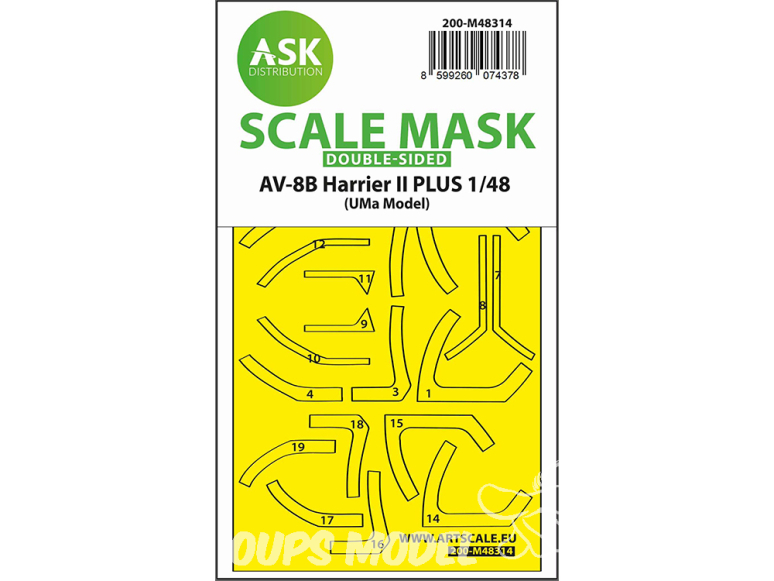 ASK Art Scale Kit Mask M48314 AV-8B Harrier II Plus UMa Model Recto Verso 1/48