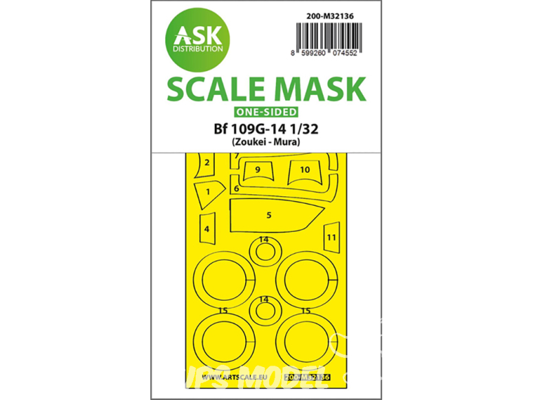 ASK Art Scale Kit Mask M32136 Messerschmitt Bf 109G-14 Zoukei-Mura Recto 1/32