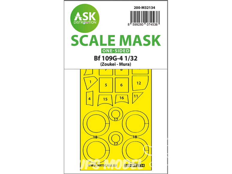 ASK Art Scale Kit Mask M32134 Messerschmitt Bf 109G-4 Zoukei-Mura Recto 1/32