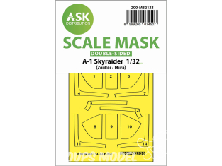 ASK Art Scale Kit Mask M32133 A-1 Skyraider Zoukei-Mura Recto Verso 1/32