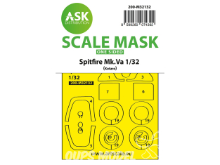 ASK Art Scale Kit Mask M32132 Spitifre Mk.Va Kotare Recto 1/32