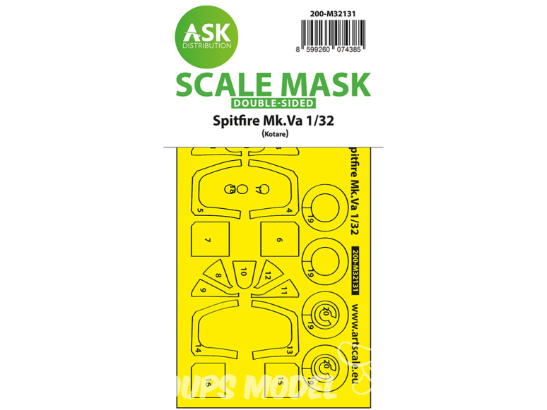 ASK Art Scale Kit Mask M32131 Spitifre Mk.Va Kotare Recto Verso 1/32