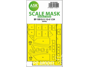 ASK Art Scale Kit Mask M24009 Mersschmitt Bf109 G-5 / G-6 Airfix Recto Verso 1/24