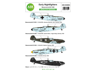 ASK Art Scale Kit Décalcomanies D48083 Early Nightfighters Messerschmitt Bf 109D 1/48
