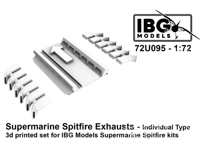 IBG maquette avion 72U095 Échappements individuels pour Supermarine Spitfire kit IBG 1/72
