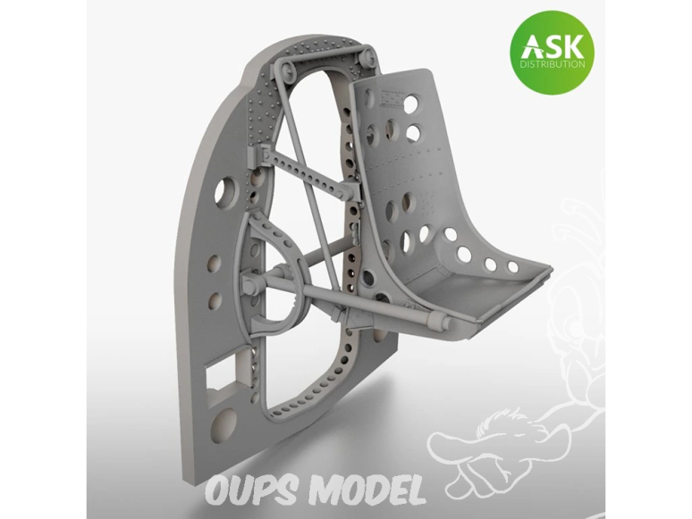 ASK Art Scale Kit accessoire A72033 Cloison A6M avec siège en position intermédiaire Tamiya 1/72