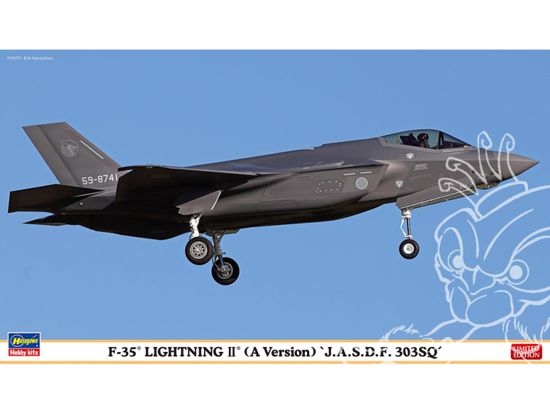Hasegawa maquette avion 02523 F-35 Lightning II type A 303e Escadron Force aérienne japonaise autodéfense 50e anniversaire 1/72