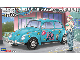 HASEGAWA maquette voiture 52465 Volkswagen Beetle 1966 Asaka Rio avec figurine 1/24