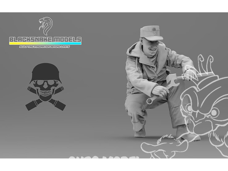 Blacksnake Model figurine TIGER-CREW-02 Equipage de Tigre Totenkopf figurine 2 en tenue d'hiver (front de l'est) 1/35