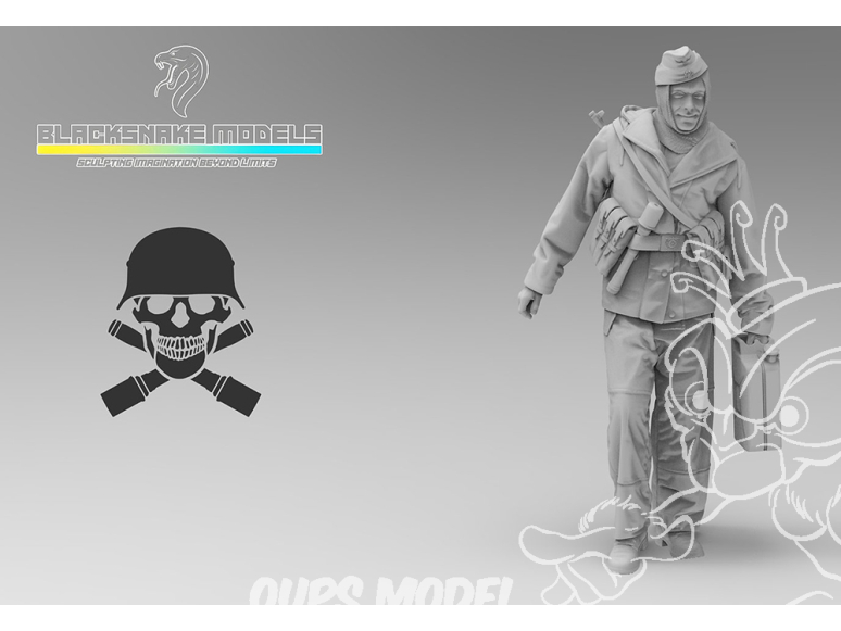 Blacksnake Model figurine TIGER-CREW-03 Equipage de Tigre Totenkopf figurine 3 en tenue d'hiver (front de l'est) 1/35