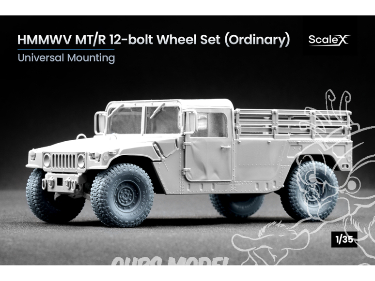 ScaleX accessoire militaire WM-35002 HMMWV MT/R 12 boulons set de roues ordinaires 1/35