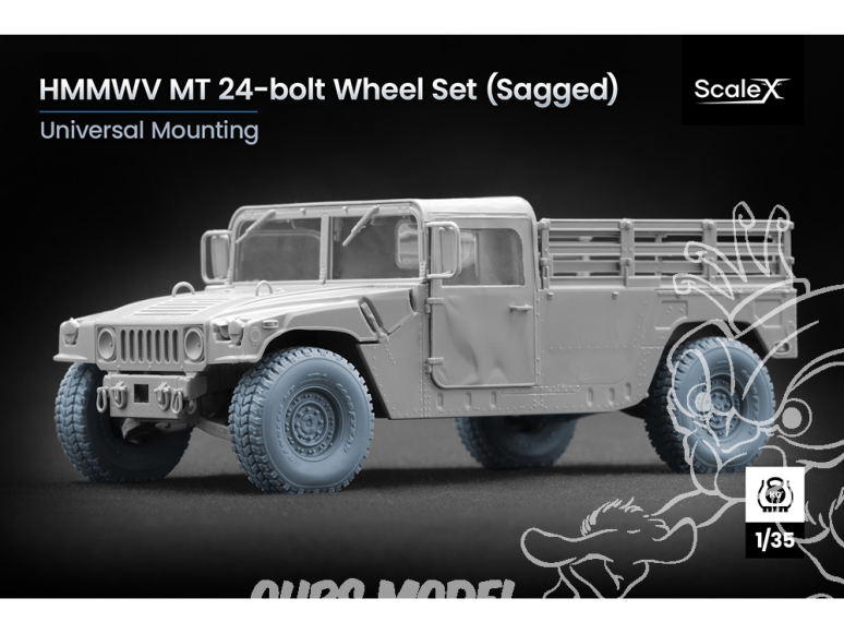 ScaleX accessoire militaire WM-35003S HMMWV MT 24 boulons set de roues affaissées 1/35