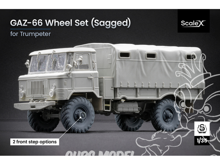 ScaleX accessoire militaire WM-35005S GAZ-66 set de roues affaissées Trumpeter 1/35