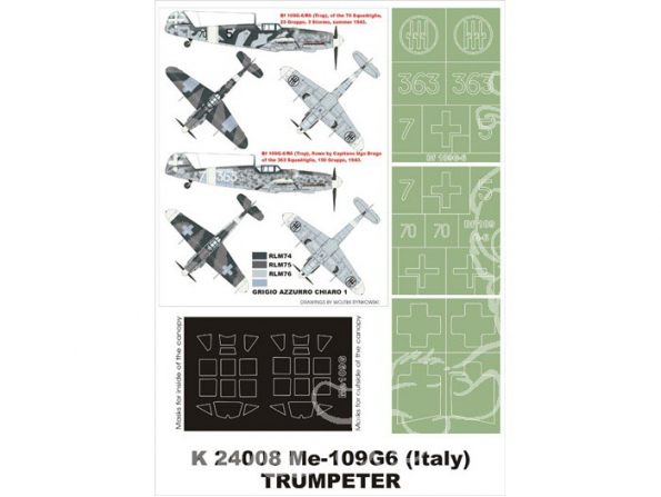 Montex Super Mask K24008 Messerschmitt Bf109G-6 Trumpeter 1/24