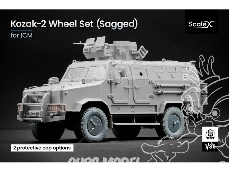 ScaleX accessoire militaire WM-35006S Kozak 2 set de roues affaissées Icm 1/35