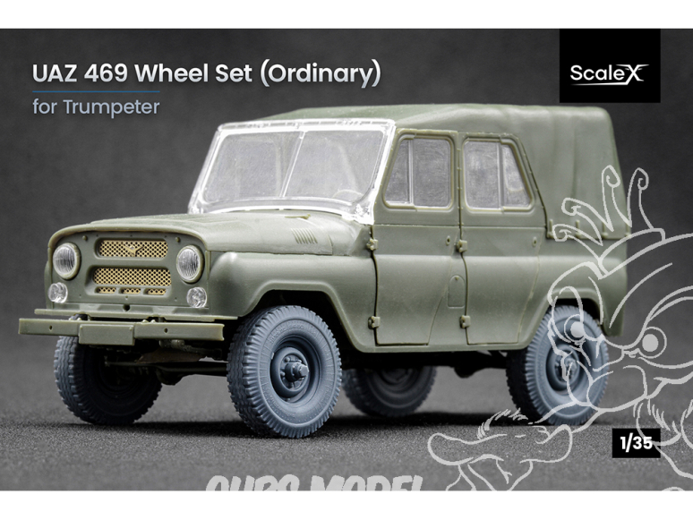 ScaleX accessoire militaire WM-35007 UAZ 469 set de roues ordinaires Trumpeter 1/35