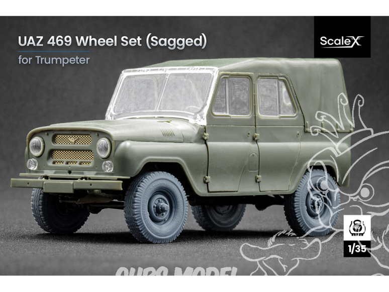 ScaleX accessoire militaire WM-35007S UAZ 469 set de roues affaissées Trumpeter 1/35