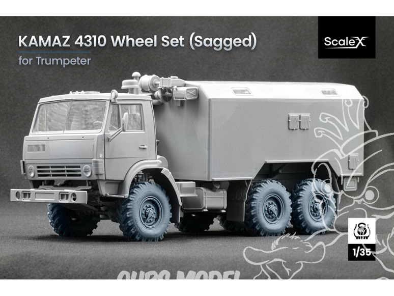 ScaleX accessoire militaire WM-35009S Kamaz 4310 set de roues affaissées Trumpeter 1/35