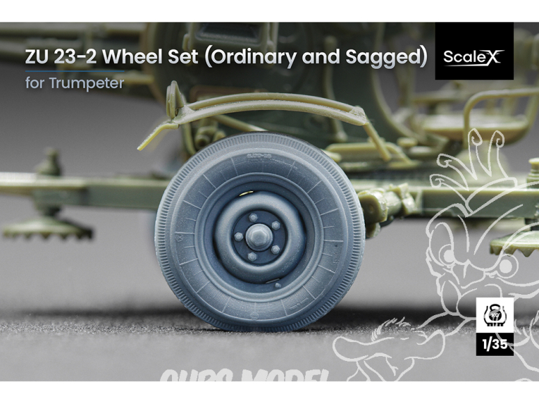 ScaleX accessoire militaire WM-35010C ZU 23-2 Set de roues ordinaires et affaissées Trumpeter 1/35