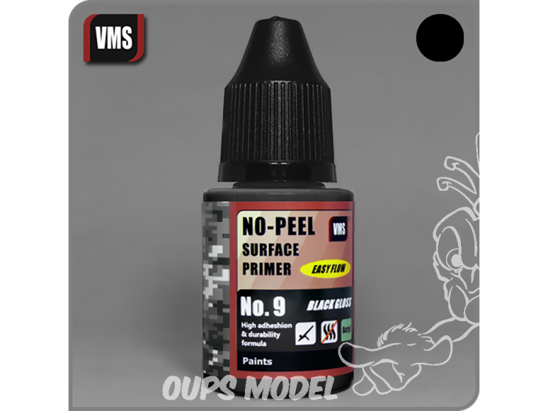 VMS PR09s Apprêt acrylique No-Peel No.9 Noir brillant 30ml