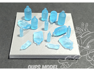 VG DioMODELS VG64084 Ensemble de bouteilles en résine bleue transparente1/35