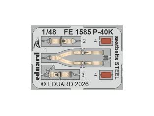 EDUARD photodecoupe avion FE1585 Harnais métal P-40K Eduard 1/48