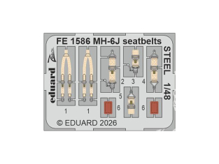 EDUARD photodecoupe hélicoptère FE1586 Zoom amélioration MH-6J Icm 1/48