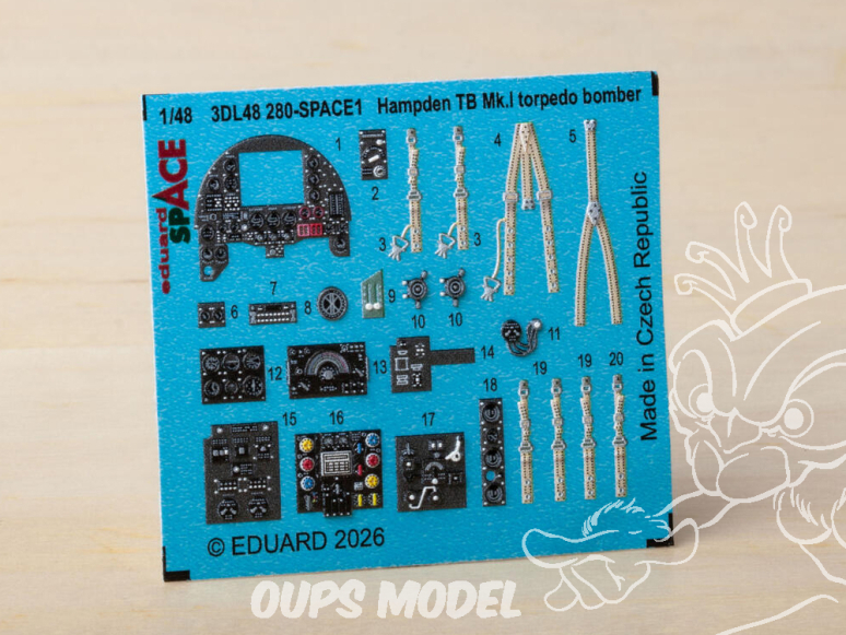 Eduard Space décalques 3D 3DL48280 Hampden TB Mk.I Bombardier torpilleur Icm 1/48