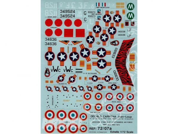 Decalques Carpena 7207a Indochine partie 2 et Sud Vietnam 1/72